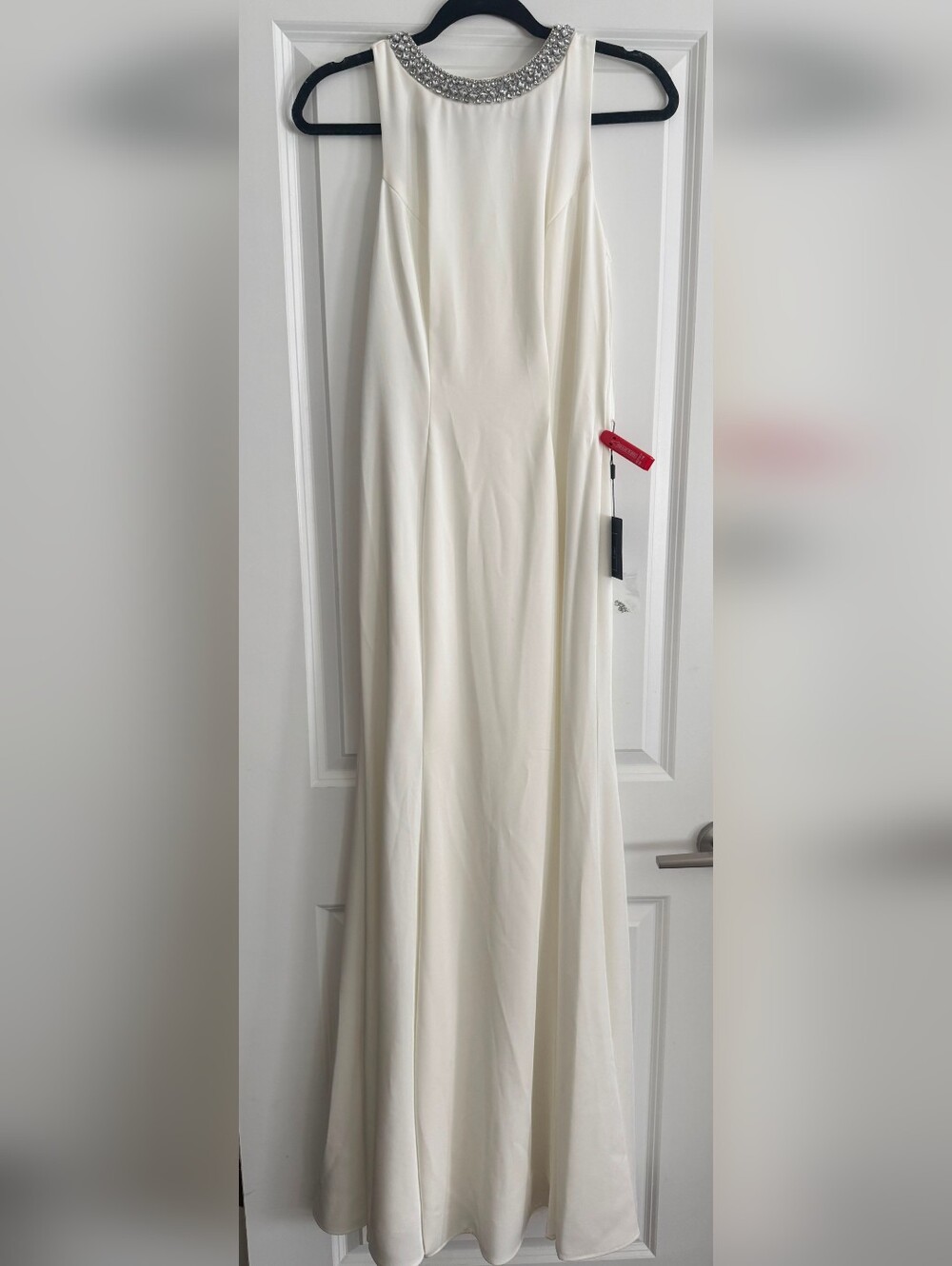 Mac Duggal Embellished Rhinestone Neck White Trumpet Gown 49093 - Picture 3 of 6